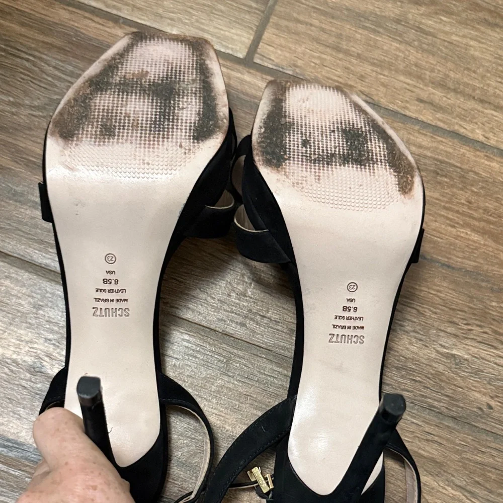 SCHUTZ Black Strappy Stiletto Heels - Picture 3 of 5